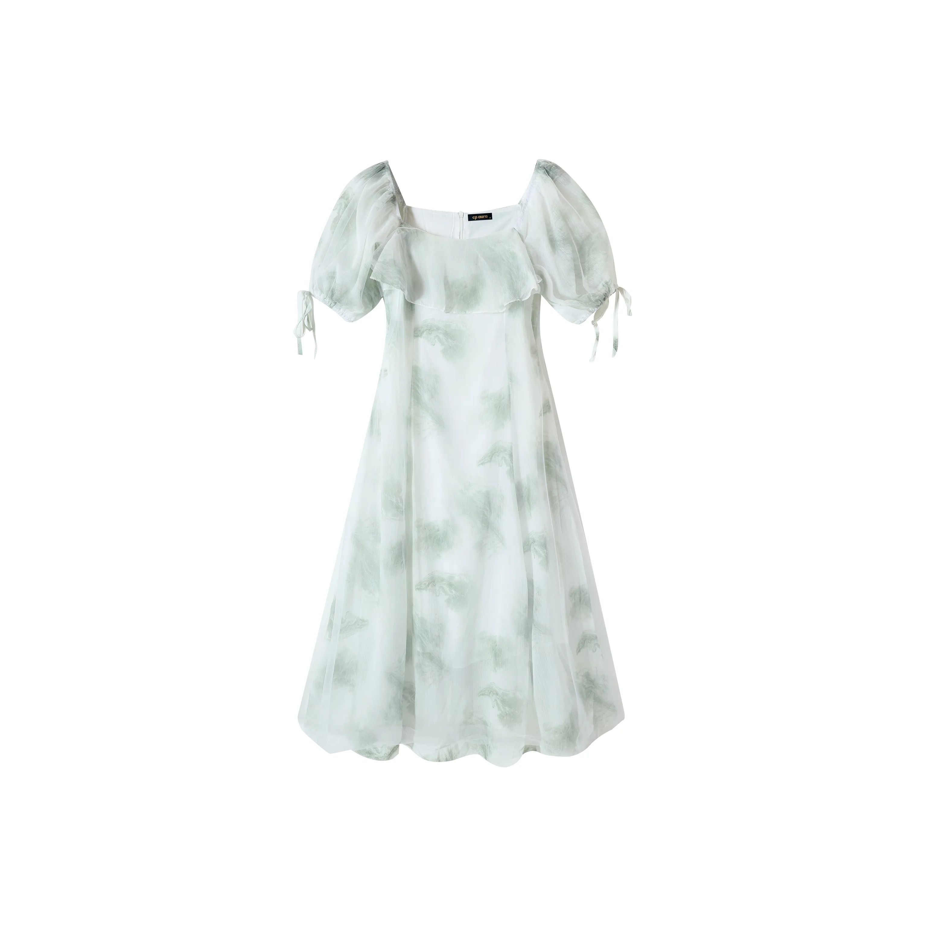 CPAURA Короткий рукав Платье Женское Зеленое