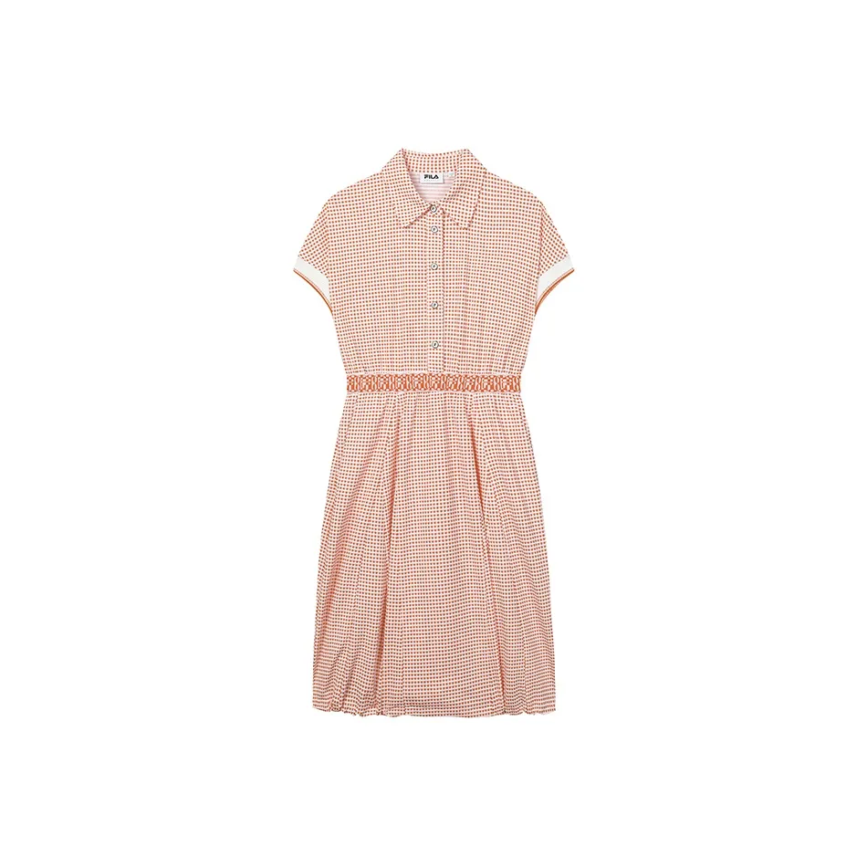 FILA SS24 Короткий рукав Платье Женское Апельсиновое с семенами