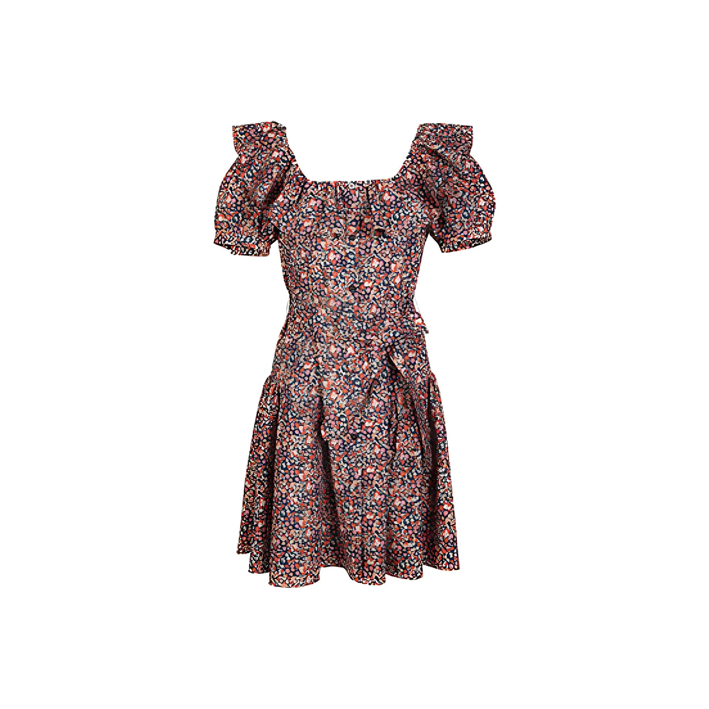 AIVEI Короткое платье с короткими рукавами женское розово-красное