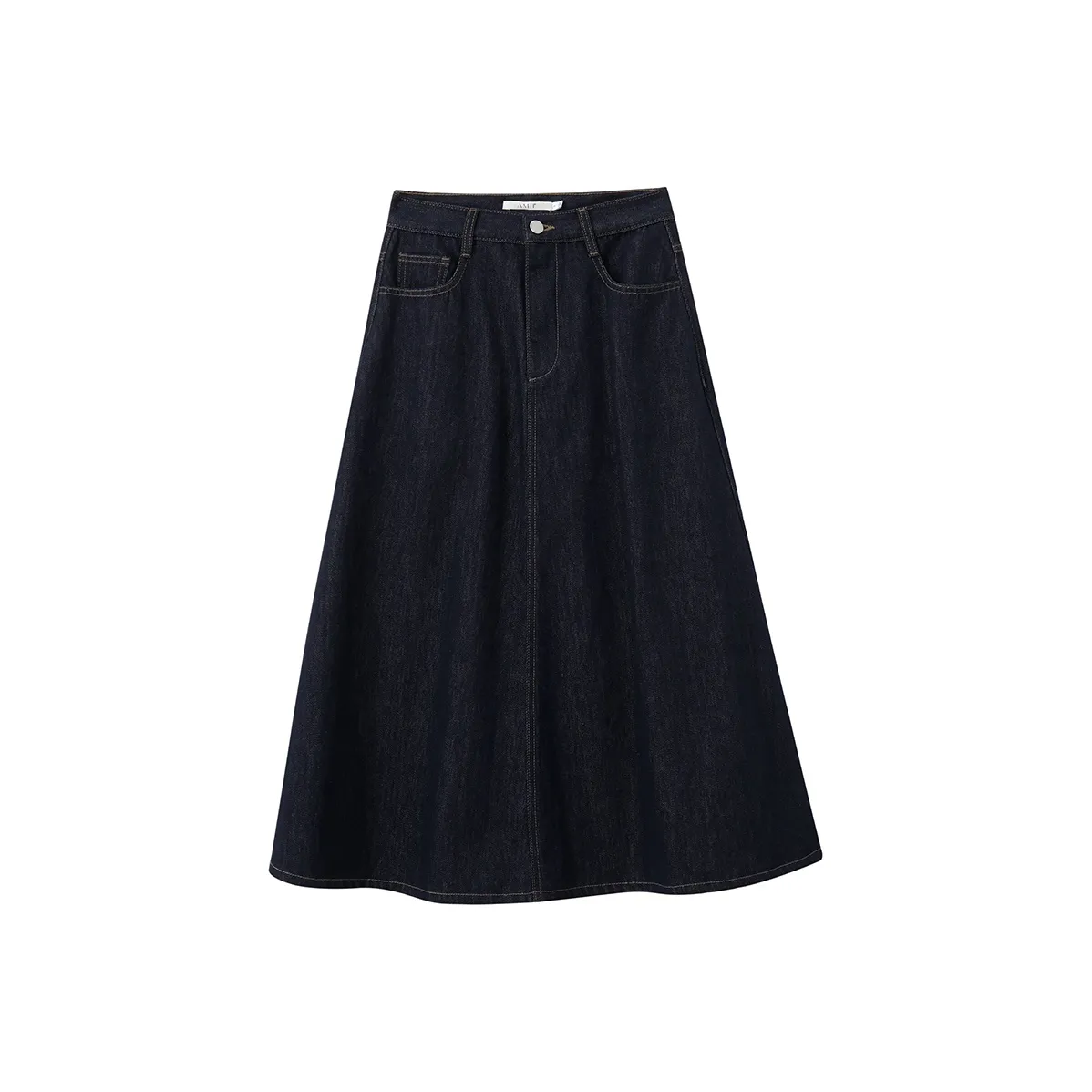 AMII Темно-джинсовый синий Женская джинсовая длинная юбка