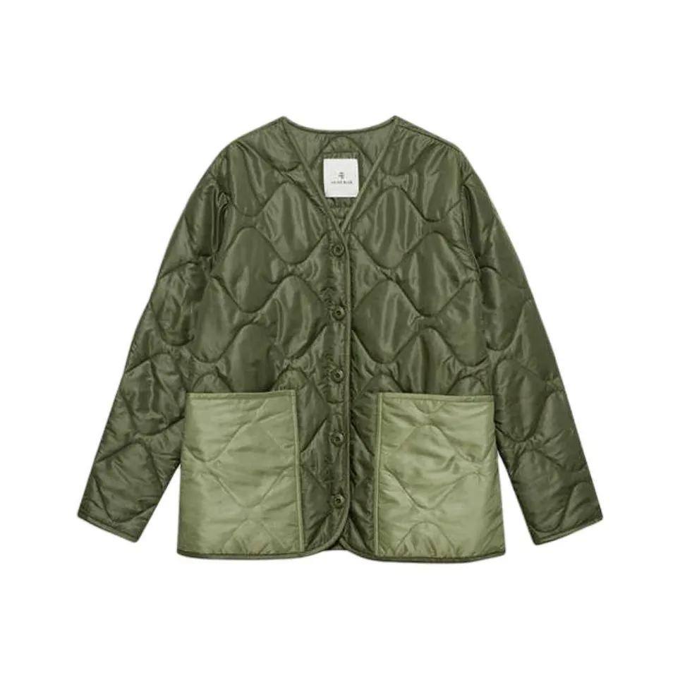 Anine Bing Хлопковый пуховик женский армейский зеленый