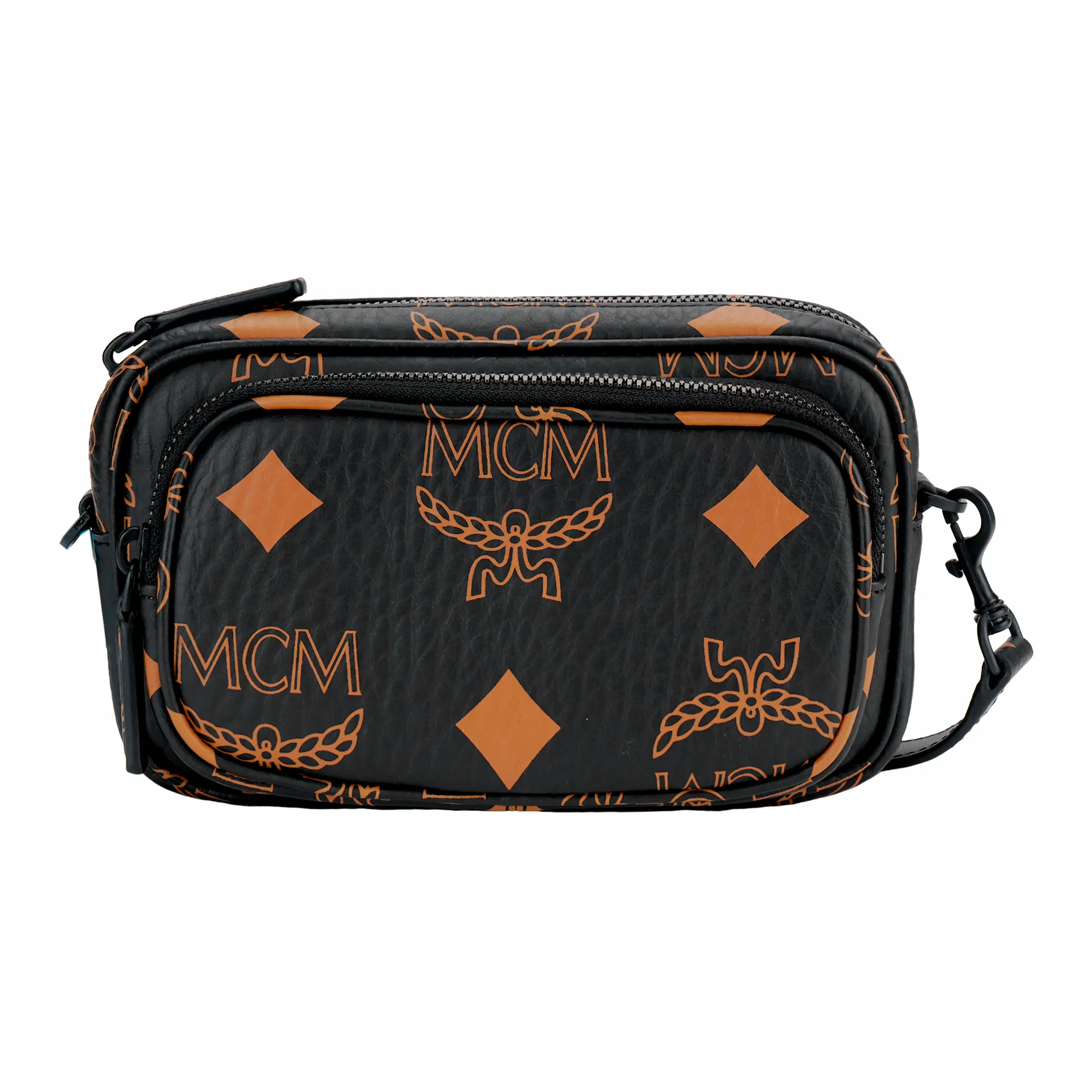 MCM Покрытый холст Camera Сумка Сумка через плечо Клатч Мини Унисекс Черный