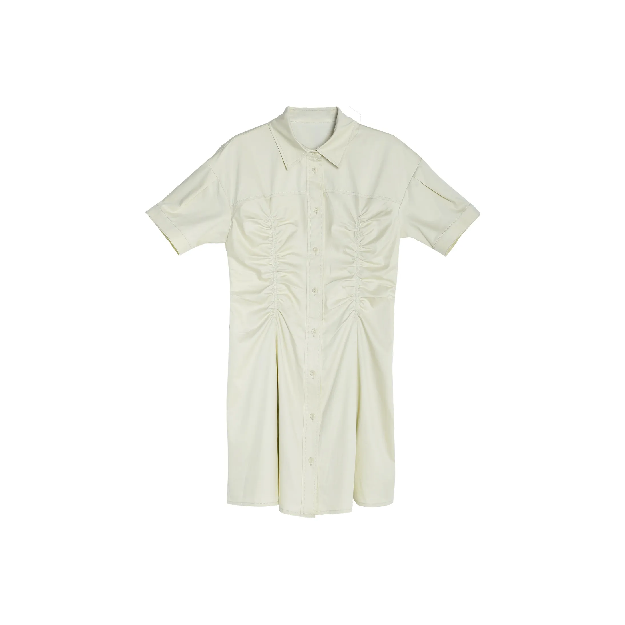 Fstudio Корейский стиль Премиум LOOK Маленький A Линия Укороченный Рубашка Короткий рукав Платье Женское