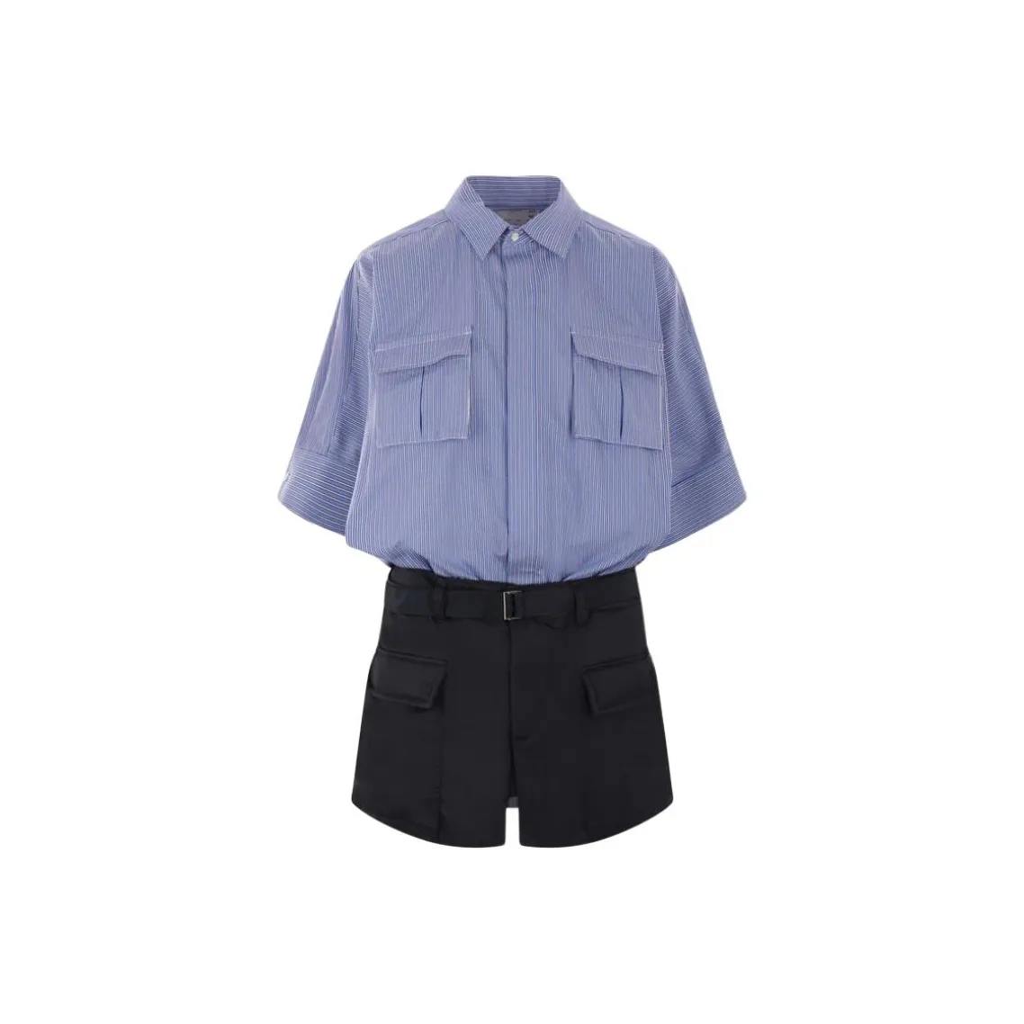 Sacai Panelled Striped Mini Shirt Dress