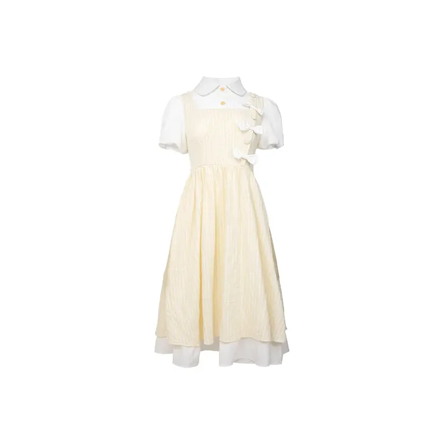 ZUKIZUKI Короткий рукав Платье Женское Желтое