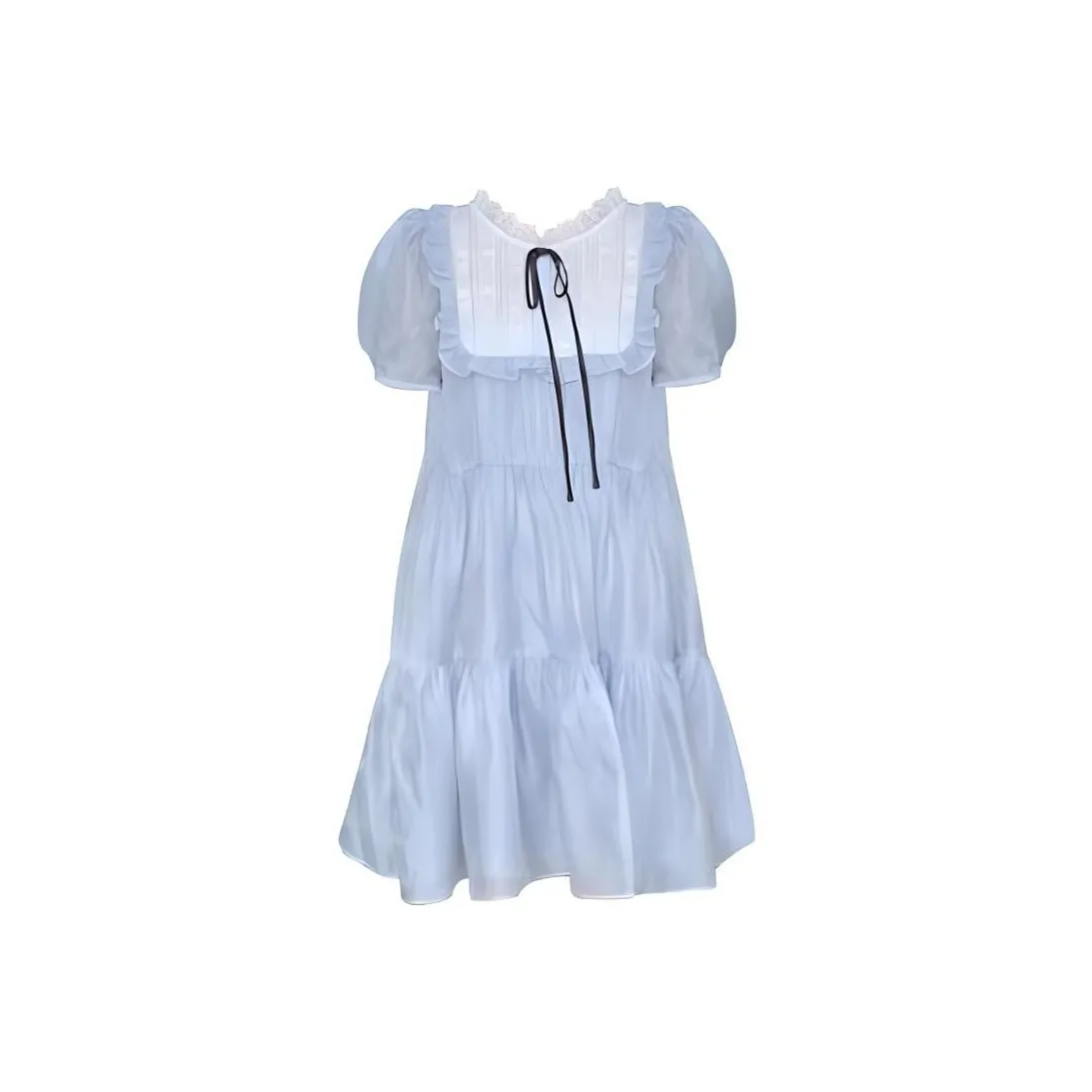 TASTILY Короткое платье с короткими рукавами женское светло-синее