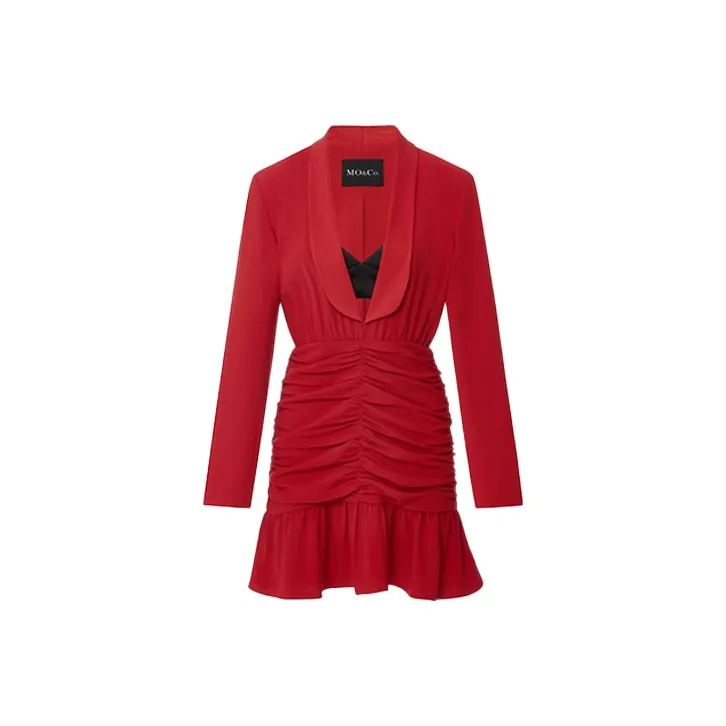 MO&CO Камень-красный Женские Платья с Коротким Рукавом