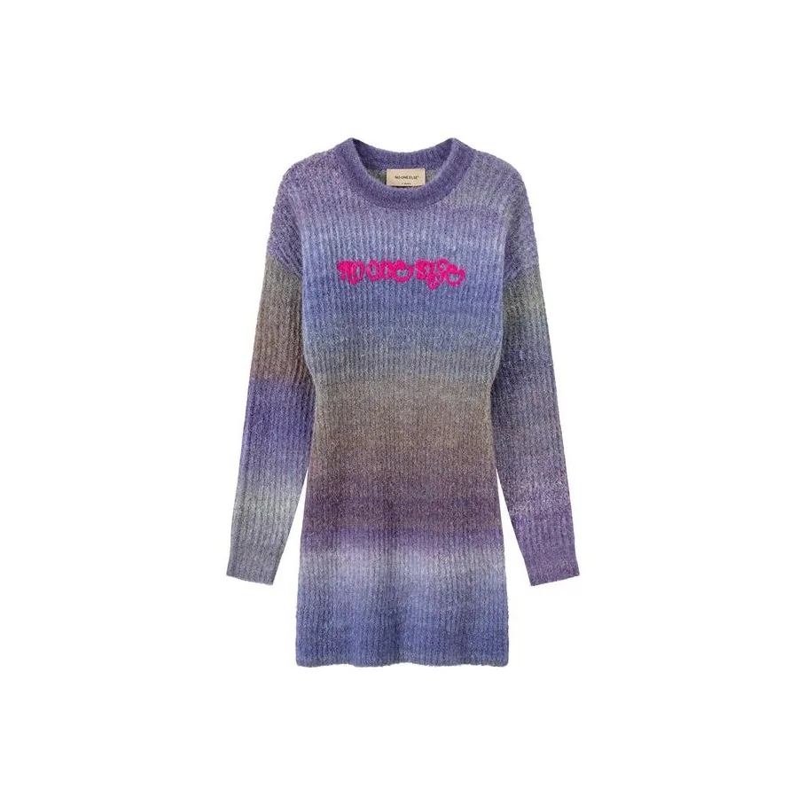 NO ONE ELSE Длинное платье с длинными рукавами женское синий-фиолетовый