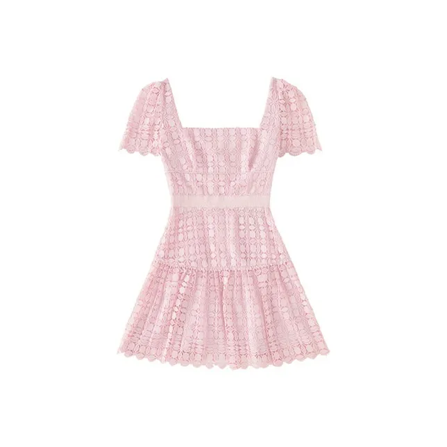 Self Portrait Короткий рукав Платье Женское Розовый