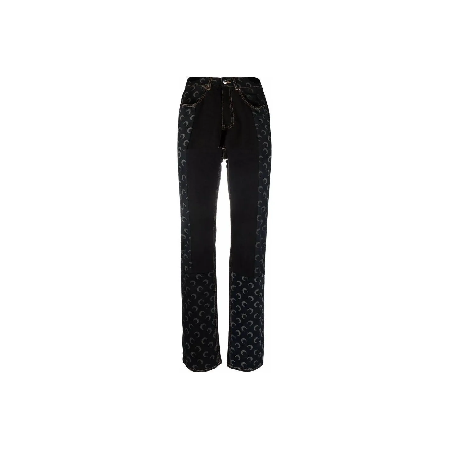 Marine Serre Regenerated Moon Straight Leg Jeans Black