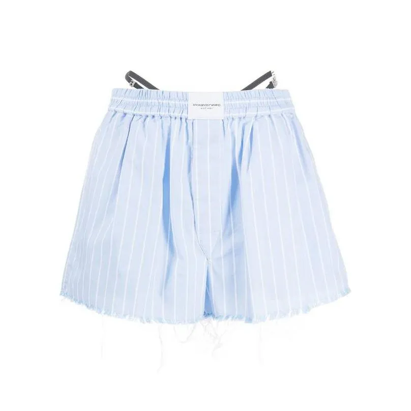 T By Alexander Wang Frayed Crystal Thong Boxer Oxford Blue/White