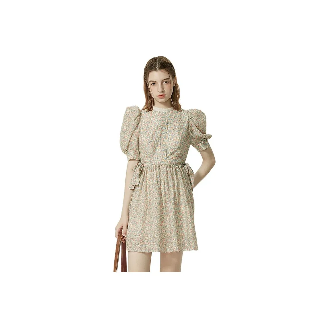 AIVEI Short Sleeved Dress Women's Beige