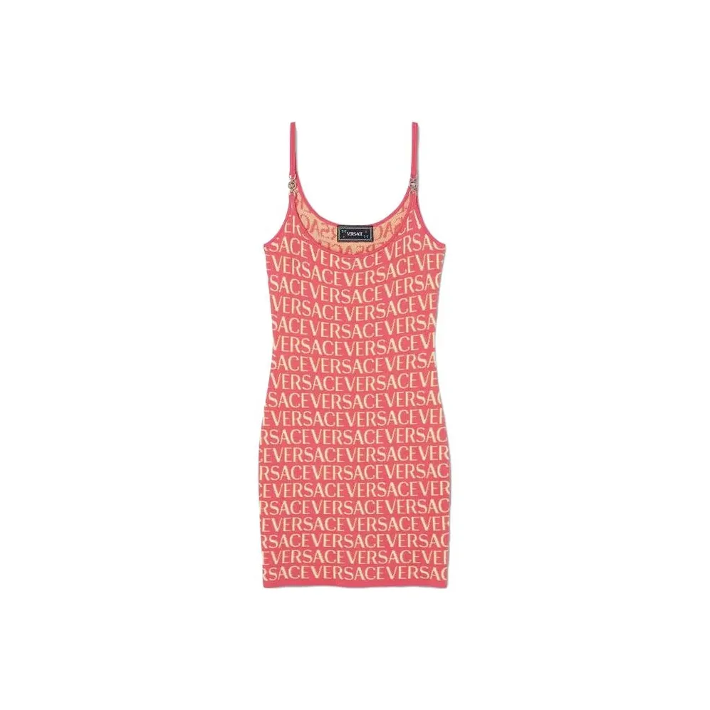 VERSACE Monogram Knit Mini Dress 'Fuchsia Pink'
