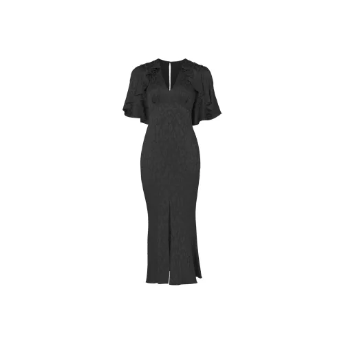Temperley London Черное Женское Короткое Платье с Рукавами