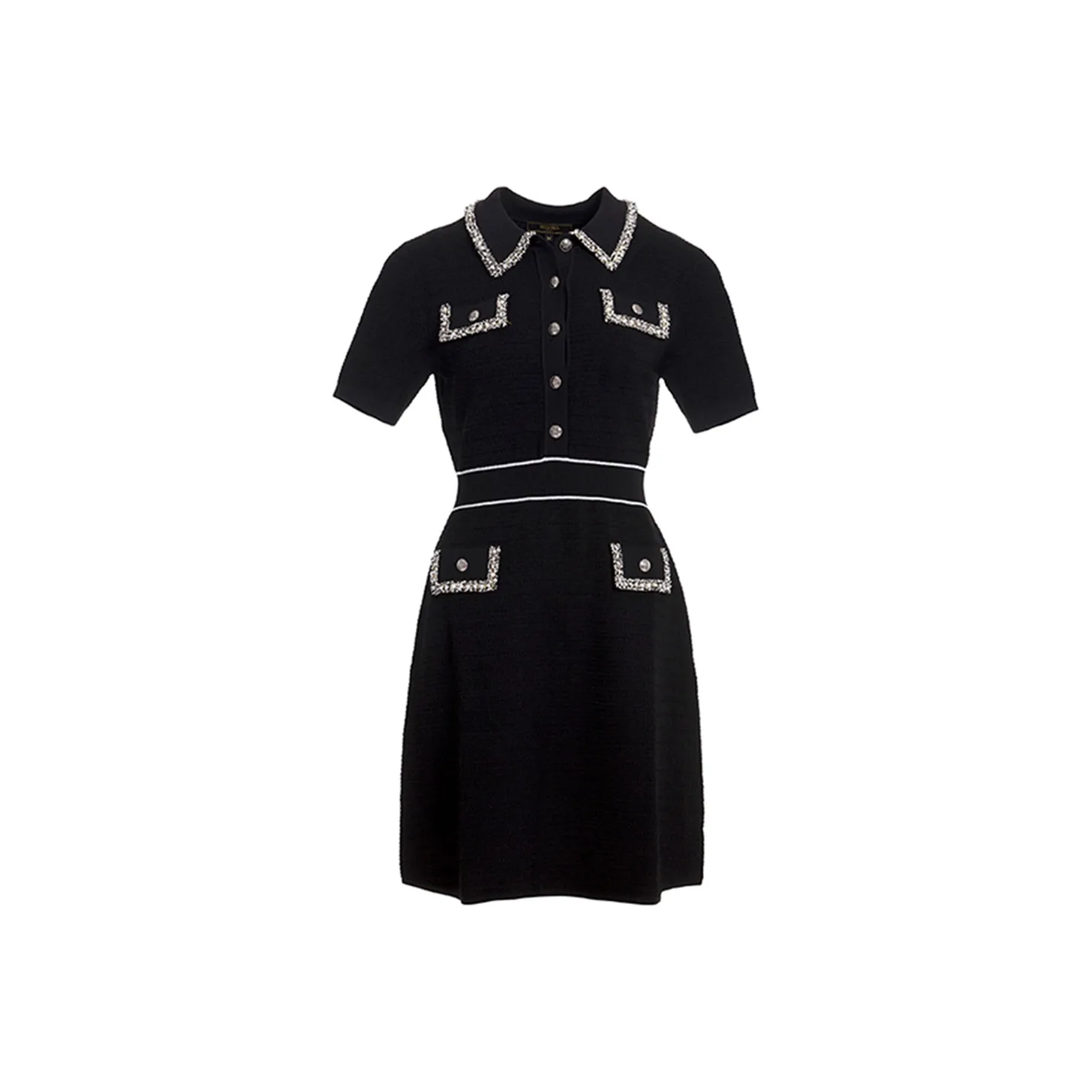 BESIONIA SS22 Короткий рукав Платье Женское Черное