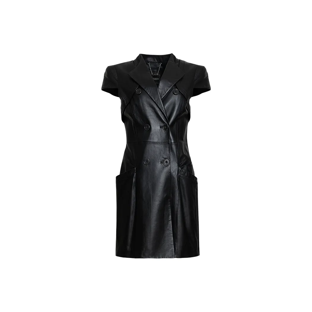 LIZZY SS24 Короткое платье с короткими рукавами женское черное