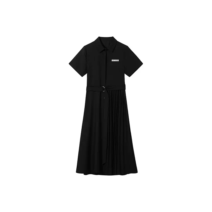 MOPB Короткий рукав Платье Женское Черное