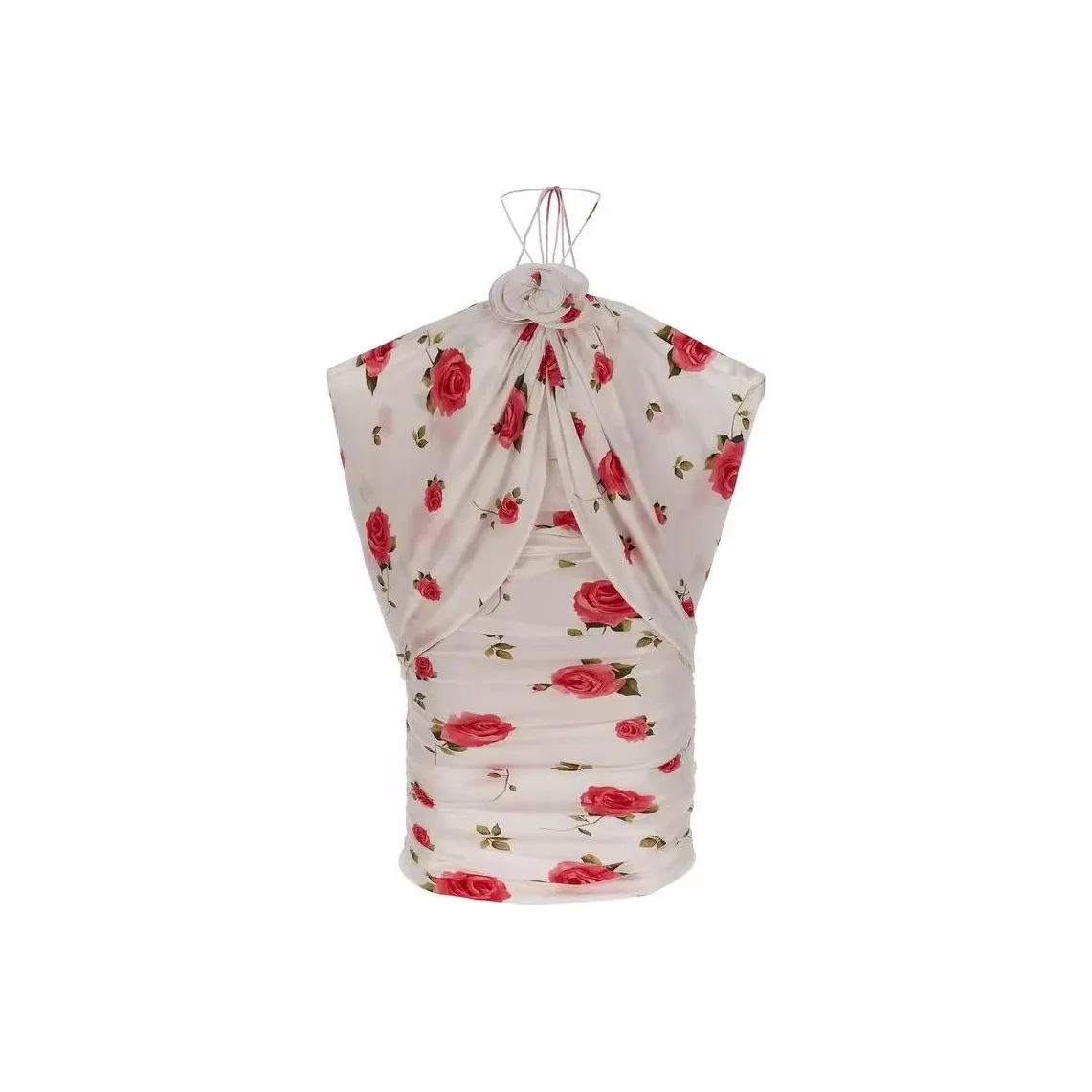 Magda Butrym Ruched Flower Appliqué Wrapped Dress