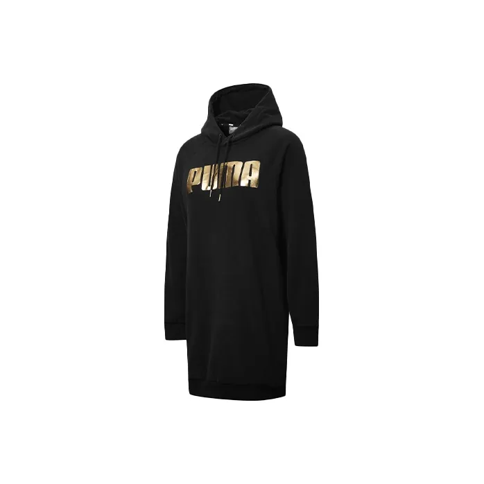 PUMA Черное Женское Длинное Платье с Рукавами