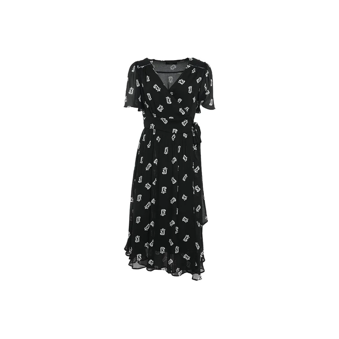 BESIONIA SS24 Короткое платье с короткими рукавами женское черное