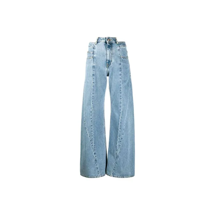 Maison Margiela Decortique Asymmetric Wide Leg Jeans Blue