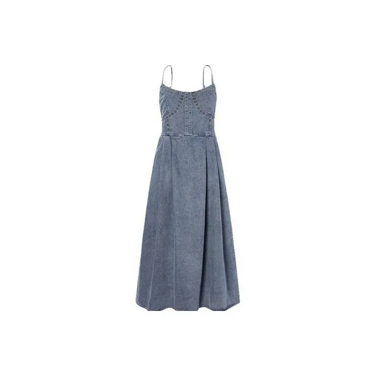 I'M ONE Slip Dresses Women's Vintage Denim Blue