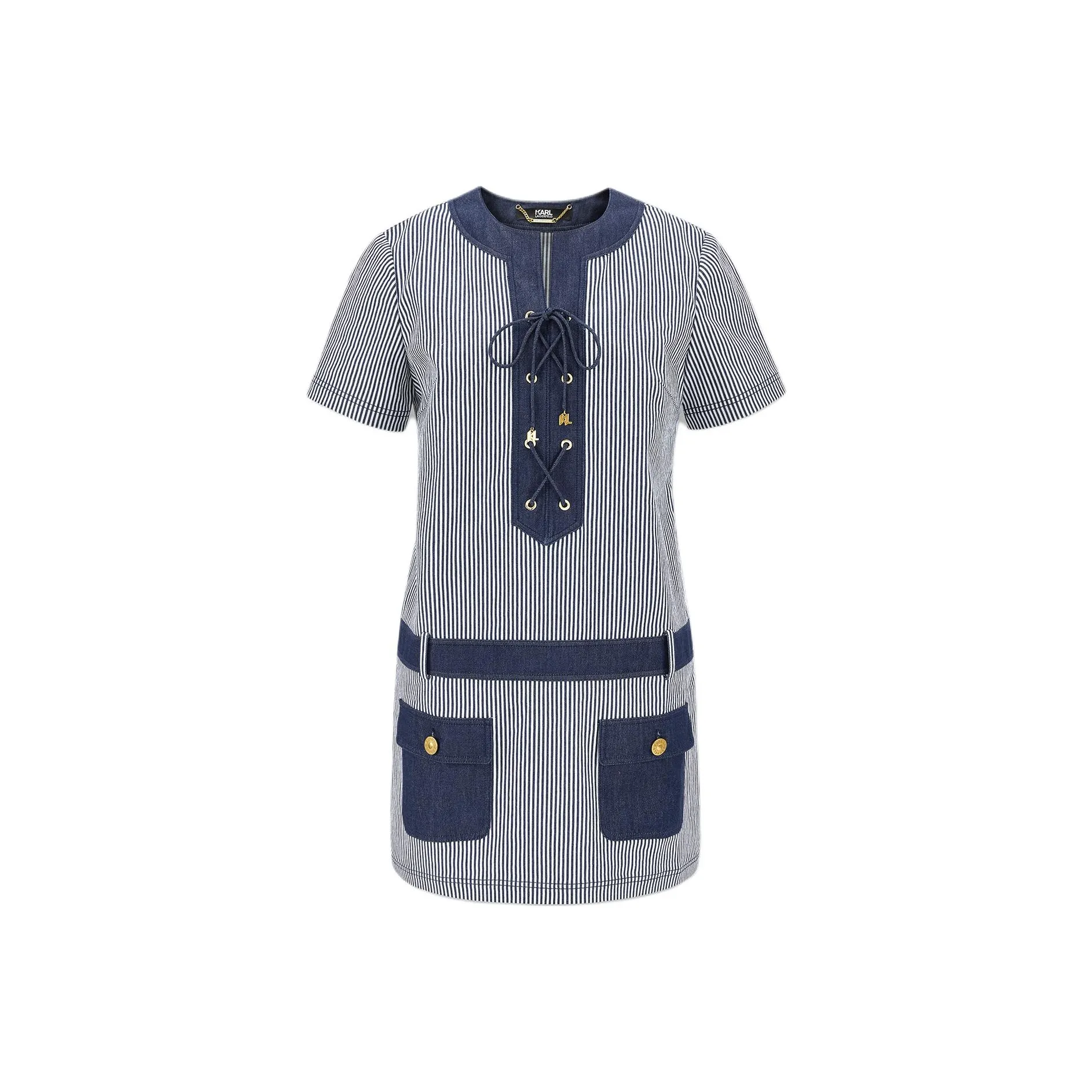 KARL LAGERFELD Короткий рукав Платье Женское Синий