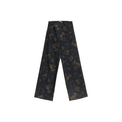 FIRELADY FUR Винтаж Printed Черные Женские Повседневные Брюки