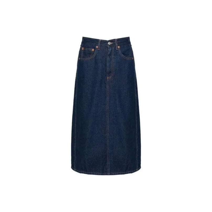 MM6 Maison Margiela совместный бренд Деним Длинная Юбка Женская Синяя