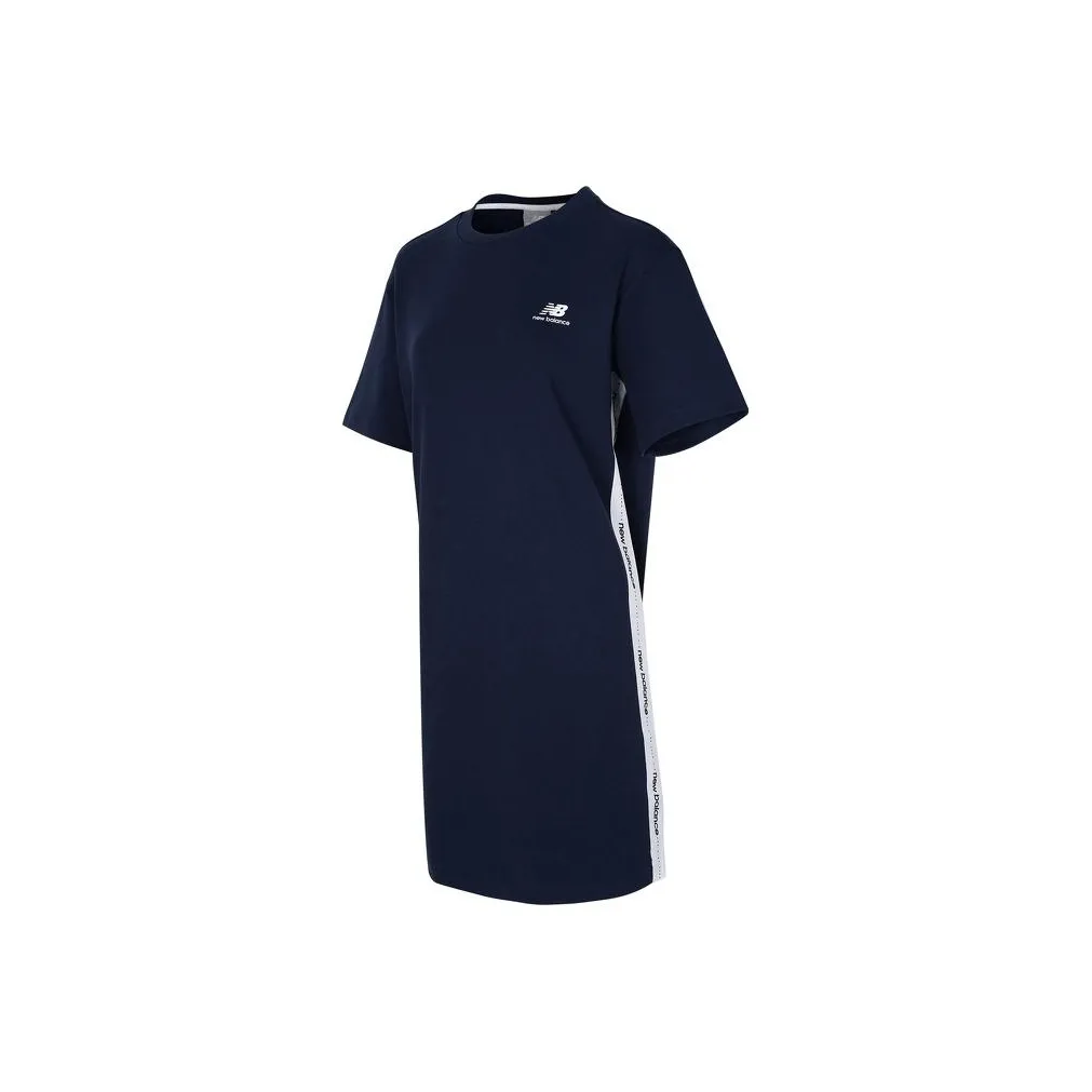New Balance совместное брендирование Короткий рукав Платье Женское Темно-синий