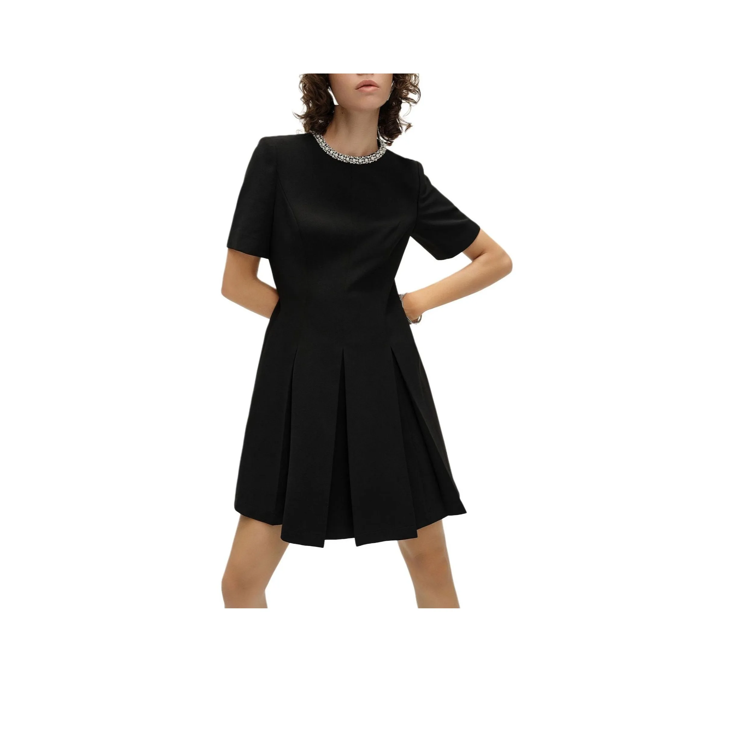 Karl Lagerfeld SS24 Короткое платье с короткими рукавами женское черное