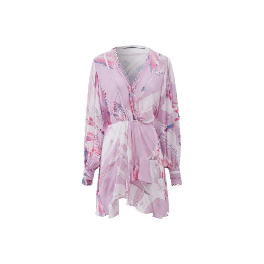 IRO NIGHT Long Sleeved Dress Women's Pink Purple