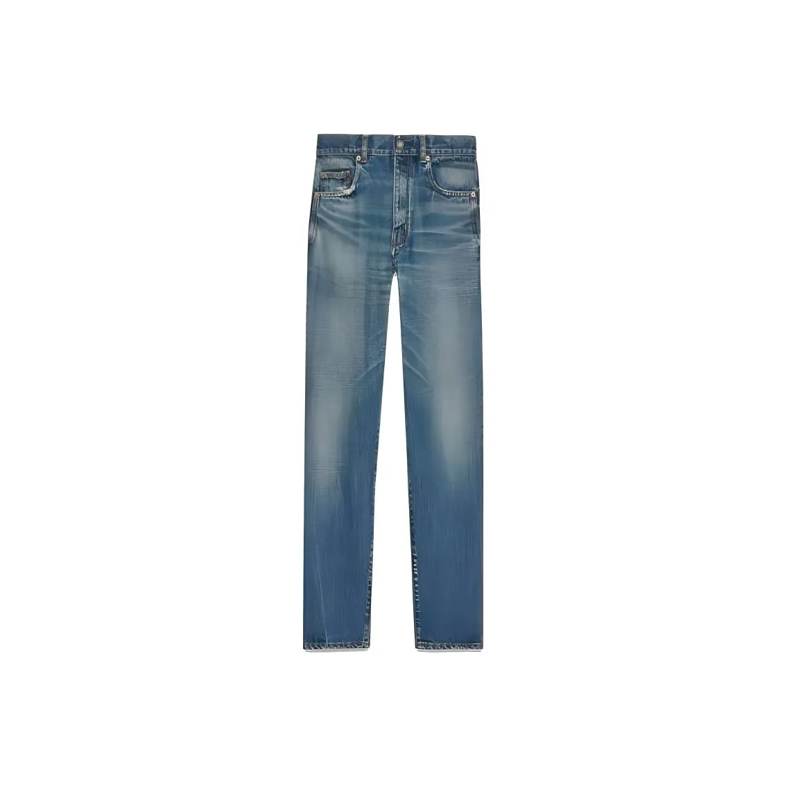 SAINT LAURENT Logo Patch High Waist Jeans