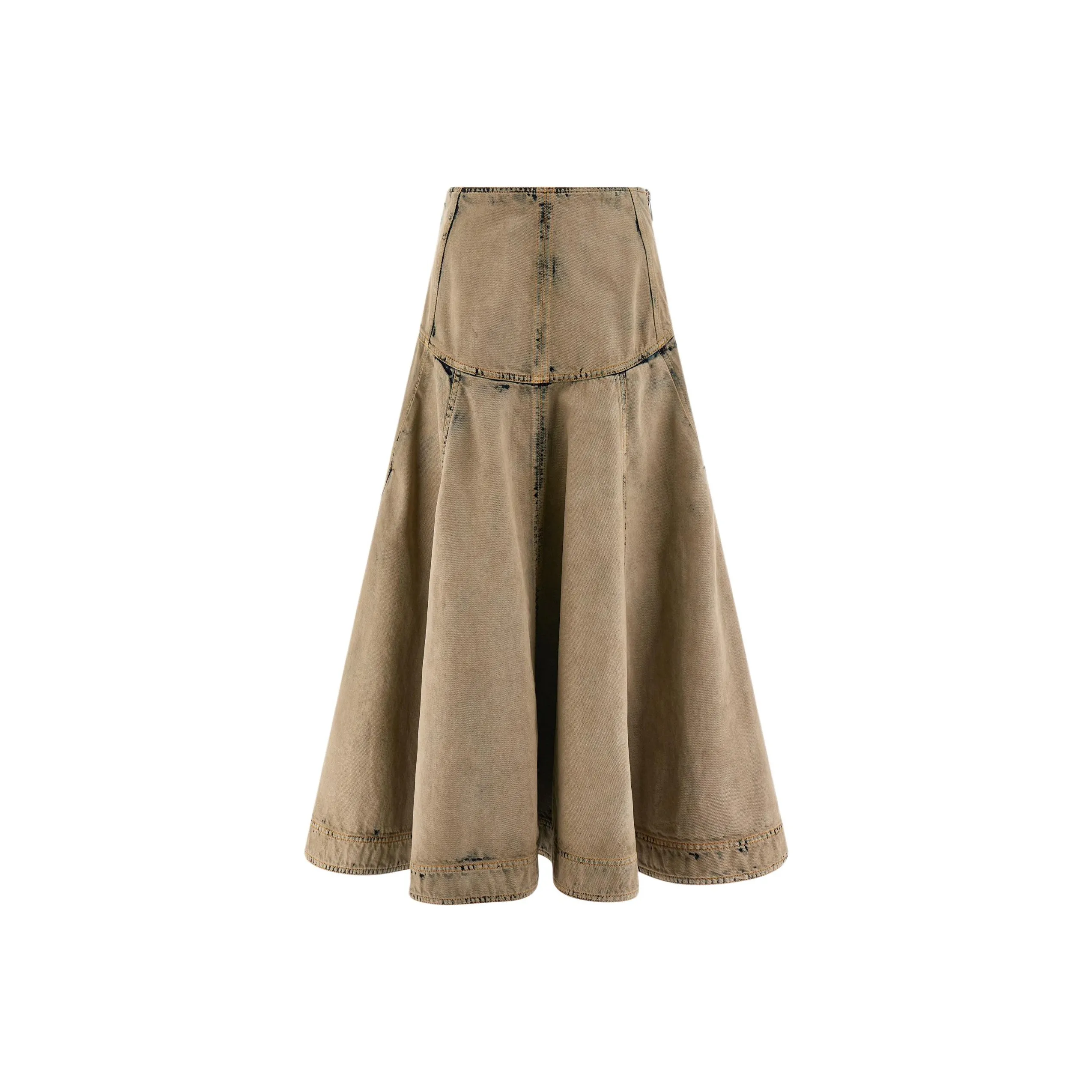 Ferragamo Bleach-wash Denim Midi Skirt