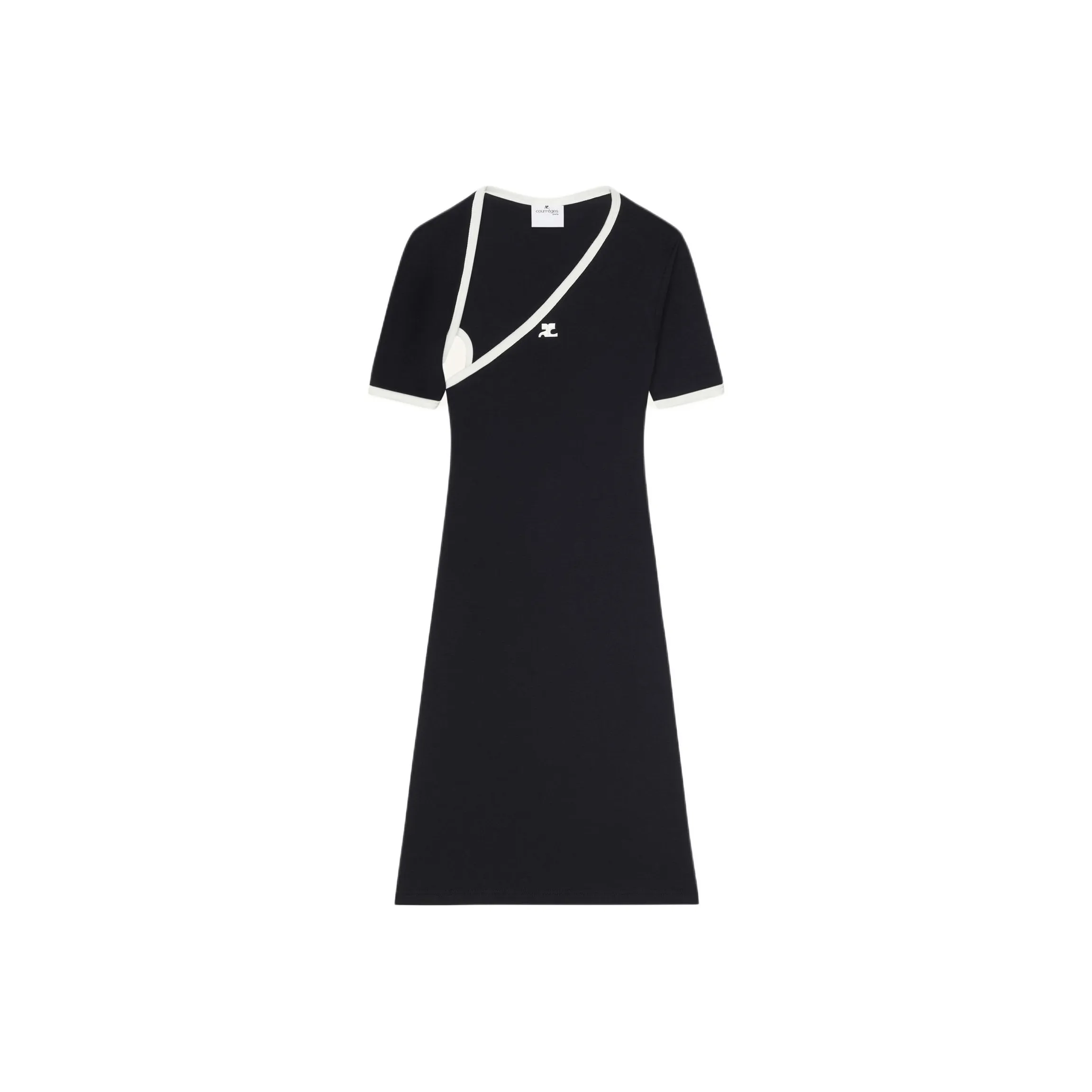 Courrèges Asymmetric Neck Contrasted Trim Mini Dress