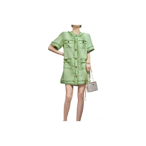 DESIGNER UNCLE Green Женские Короткие Платья с Рукавами
