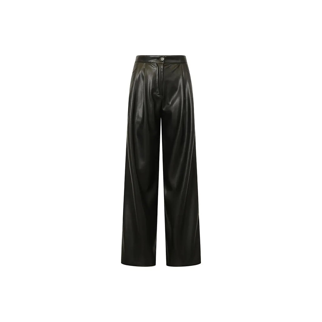 Valeria Obbaco Creative Leather Pants Women's Black