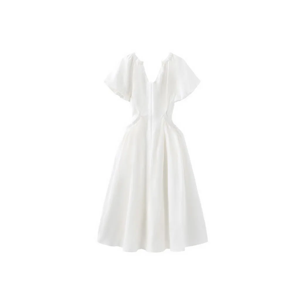 Yvetteclassic Короткий рукав Платье Женское Белое