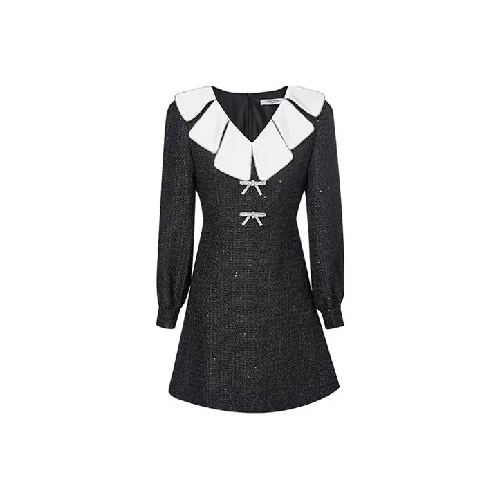 TAMMY TANGS A Line Skirt Dress Black White