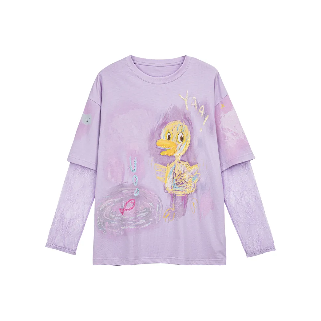 UOOYAA Фиолетовые Женские Футболки