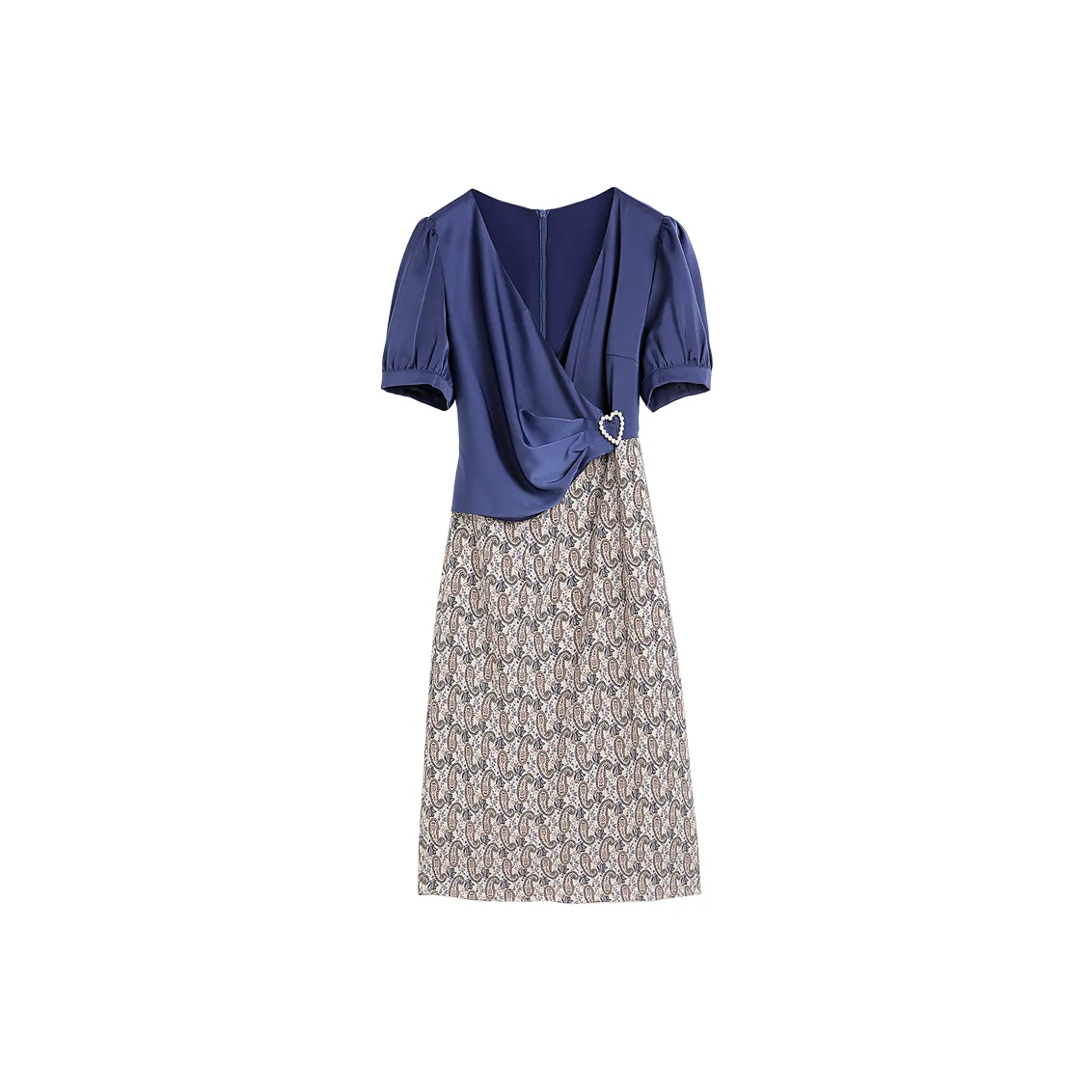 Hang Yi Court Короткий рукав платье женское сапфирово-синий