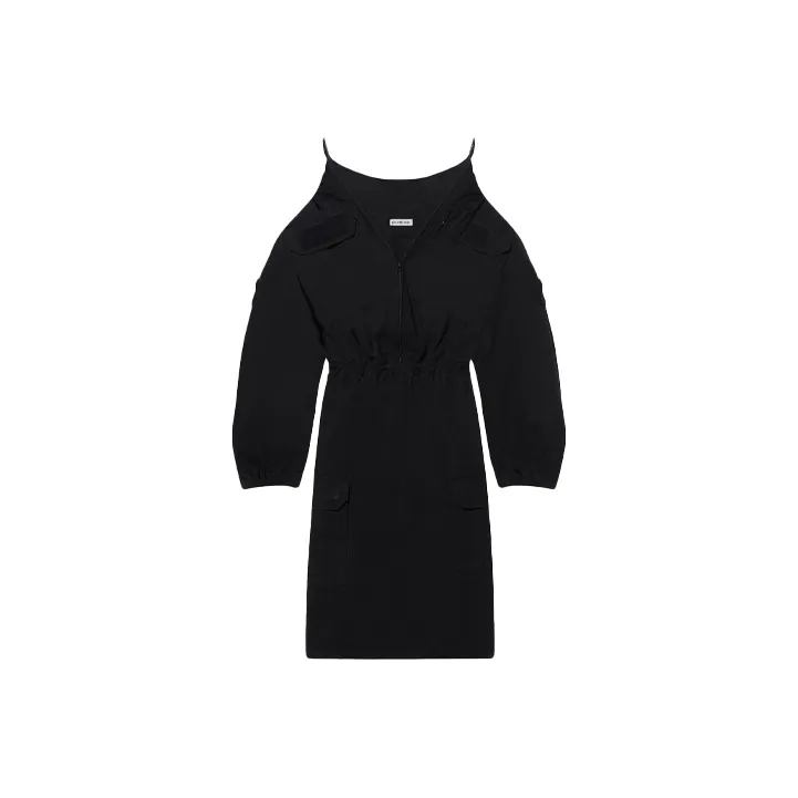 Balenciaga Off shoulder Cargo Midi Dress