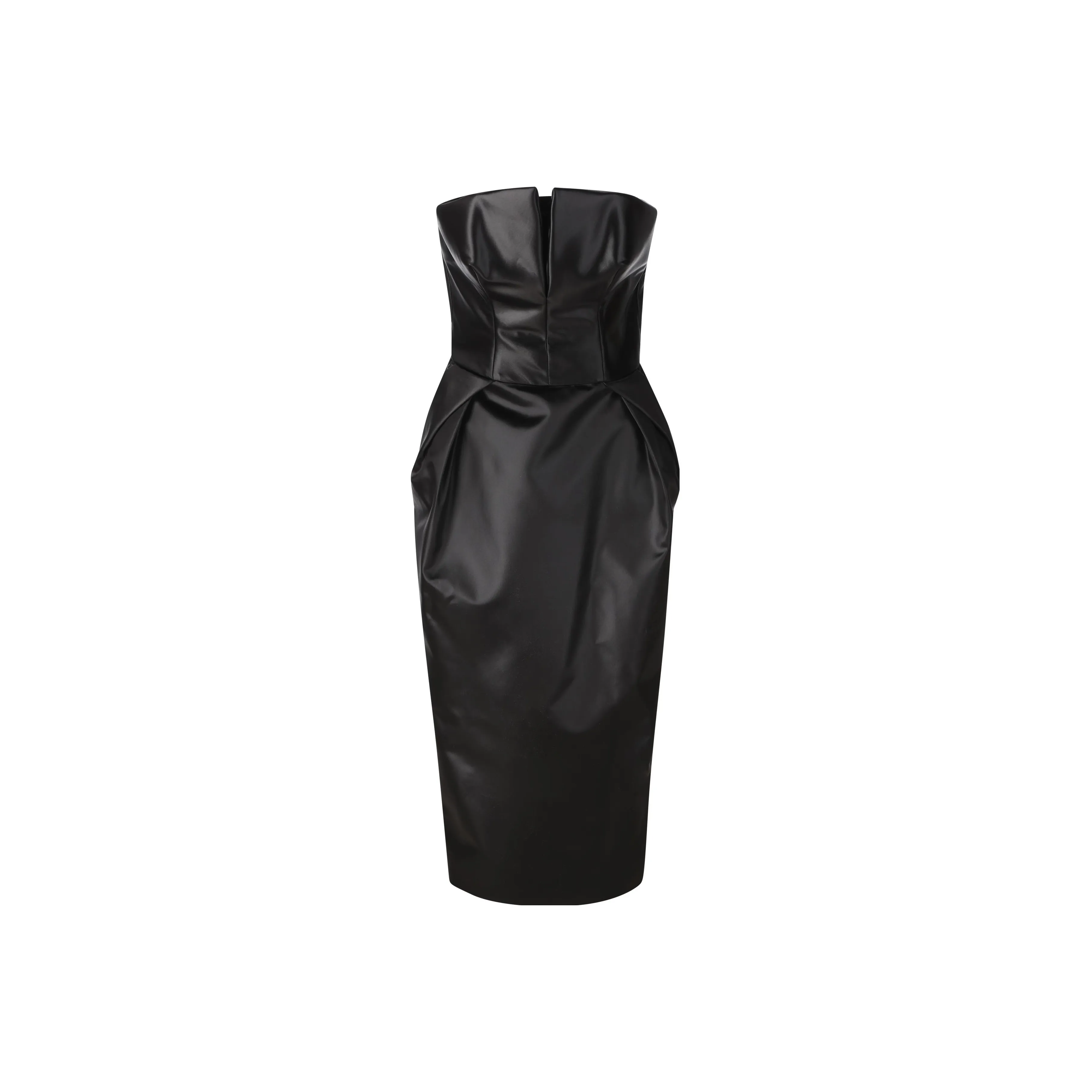 Maison Margiela Strapless Pleat Detailed Midi Dress
