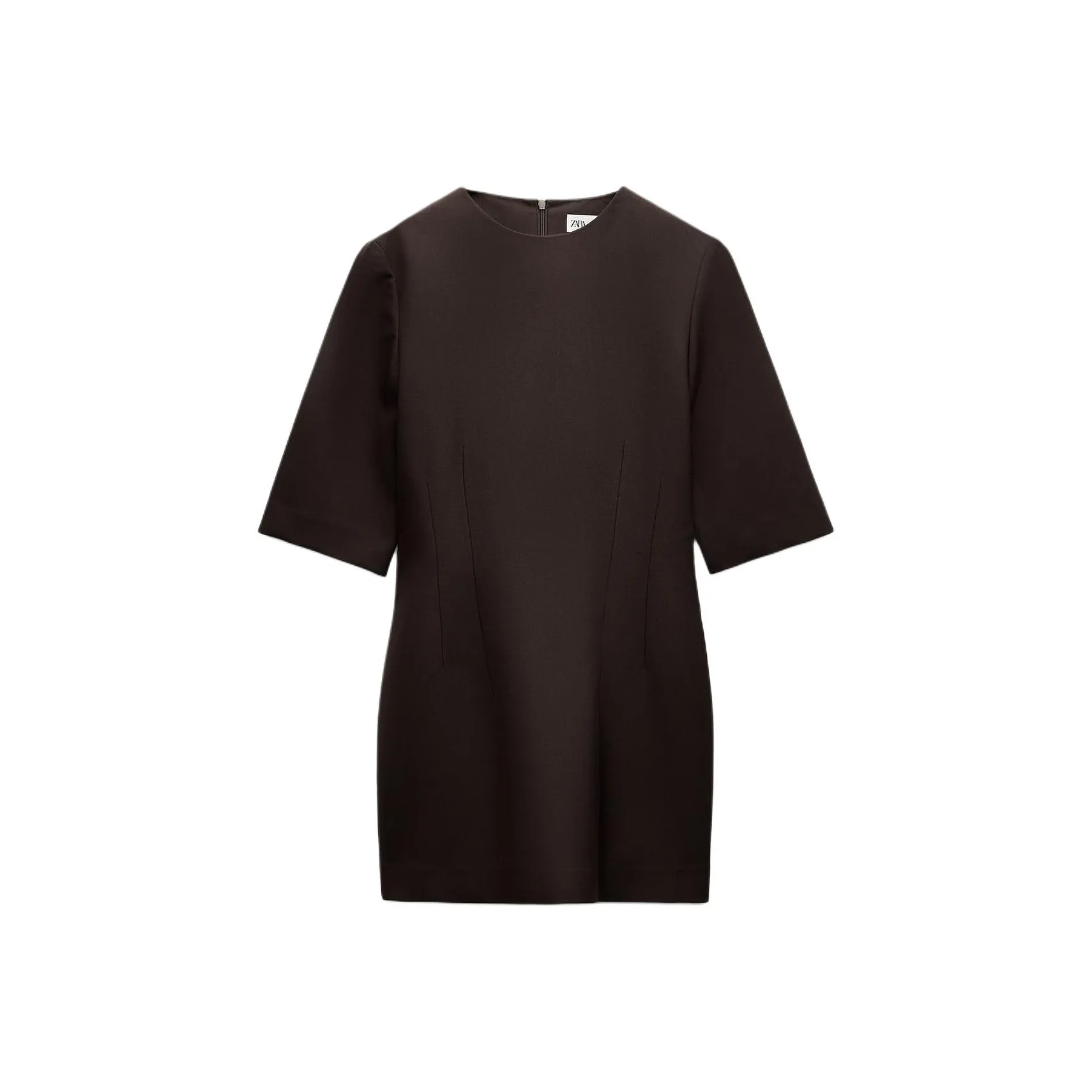 ZARA ZW Series Короткий рукав Платье Женское Коричневое