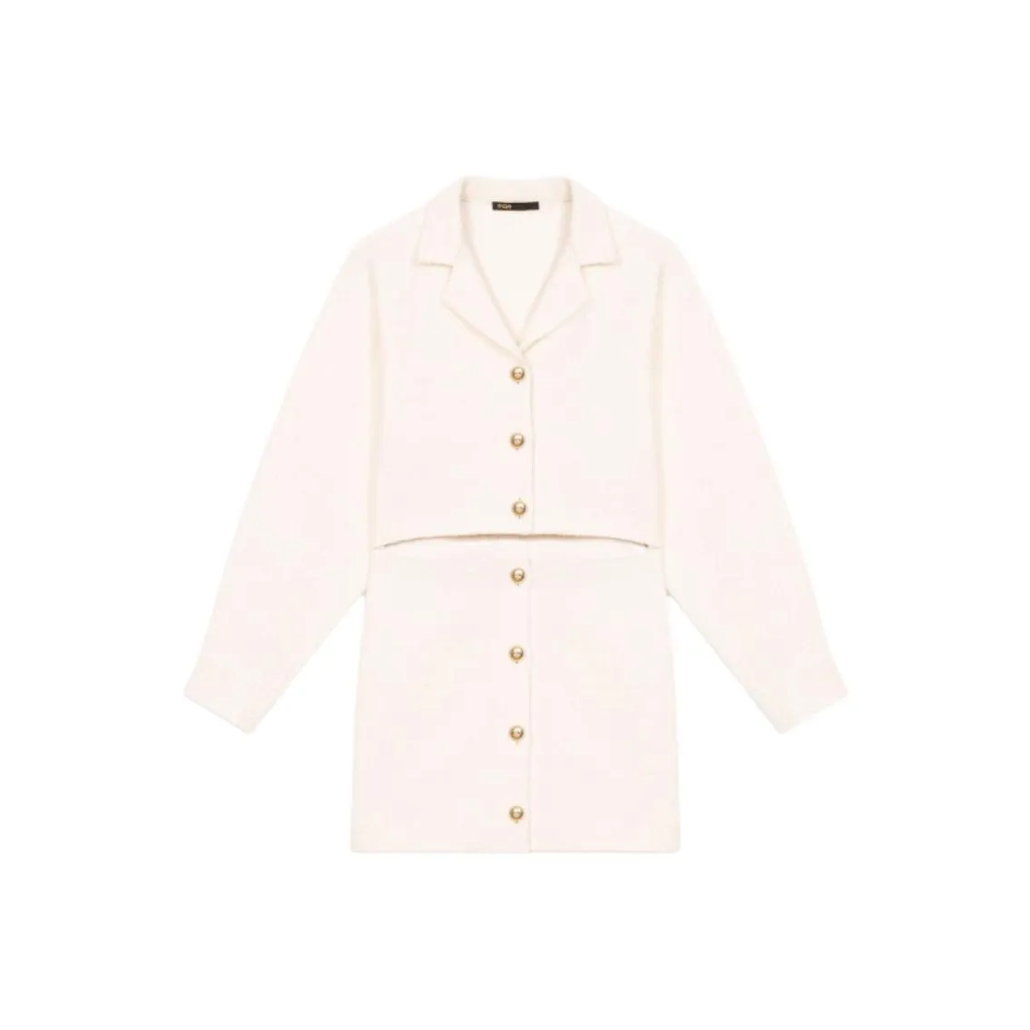 Maje Long-Sleeved Dresses Women's Light Brown With A White Bias