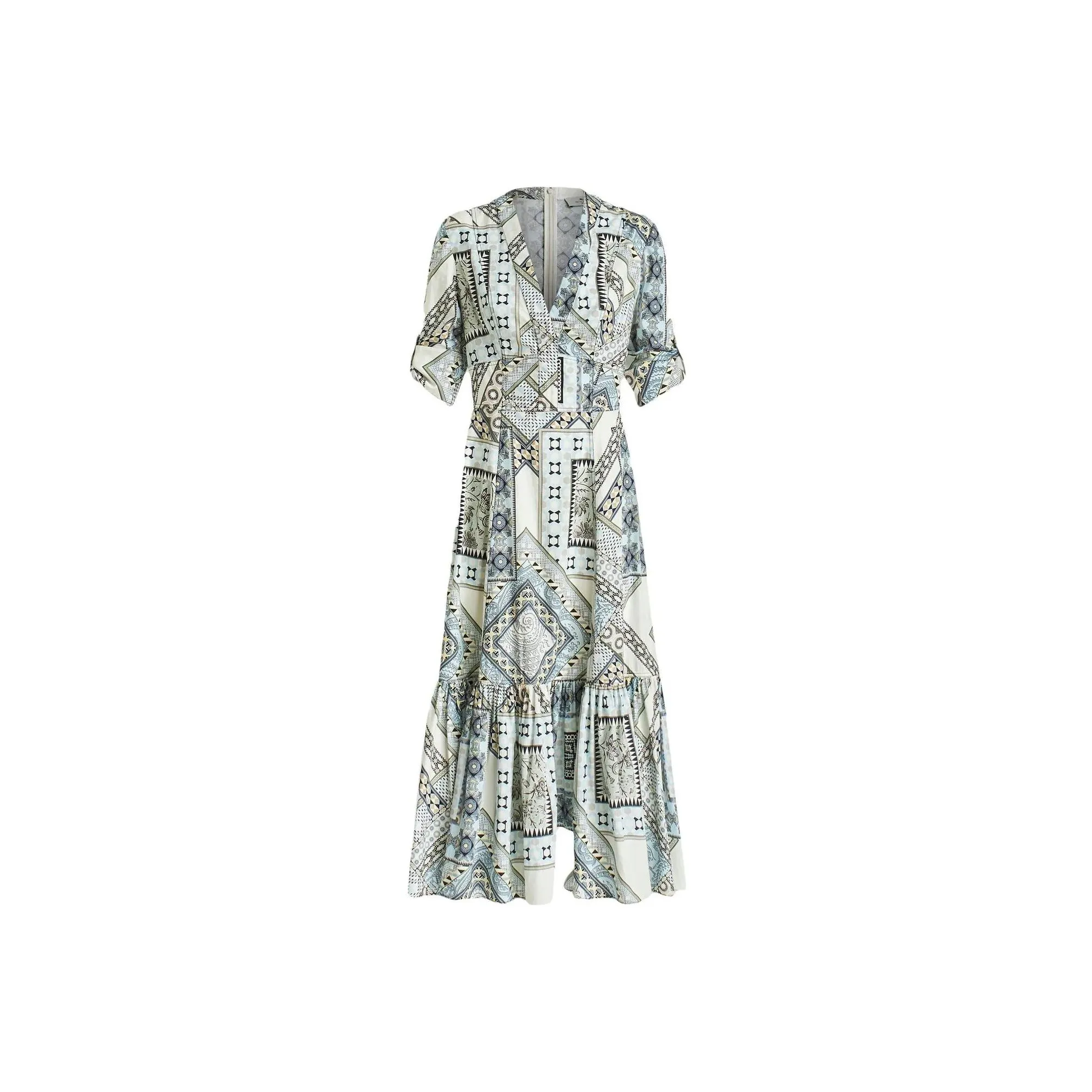 ETRO Paisley-Printed V-Neck Flared Dress