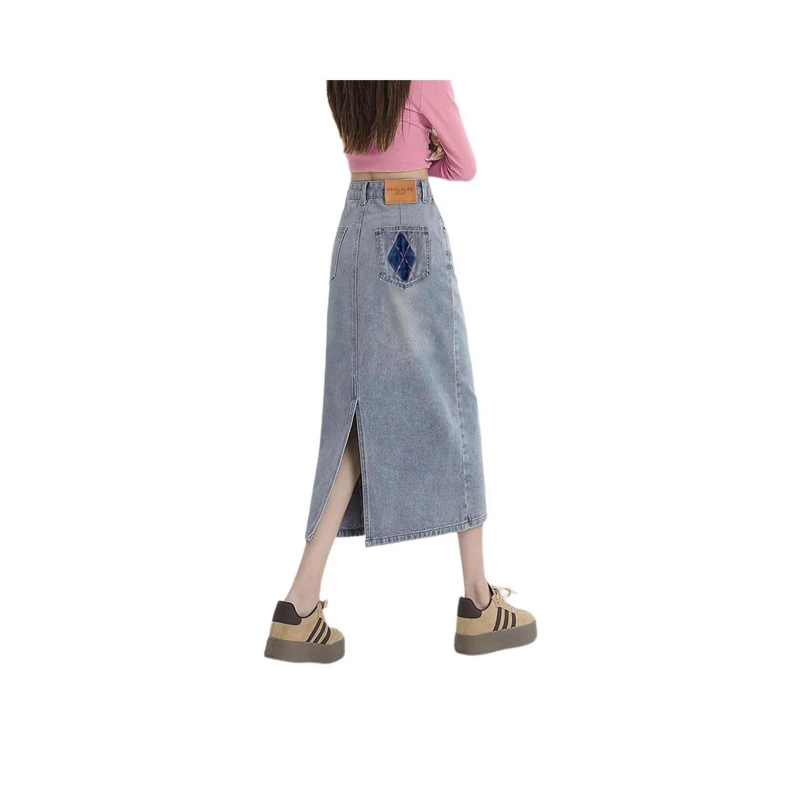 Weixi Деним Длинная Юбка Женская Синяя