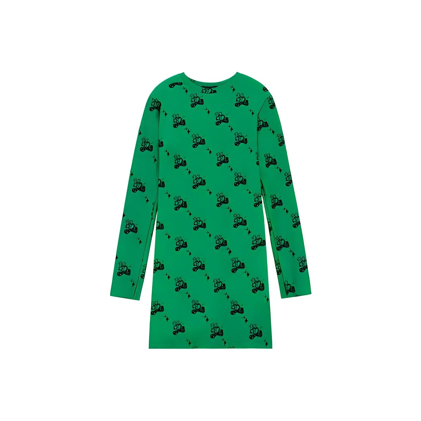 WE11DONE Зеленое Женское Длинное Платье с Рукавами