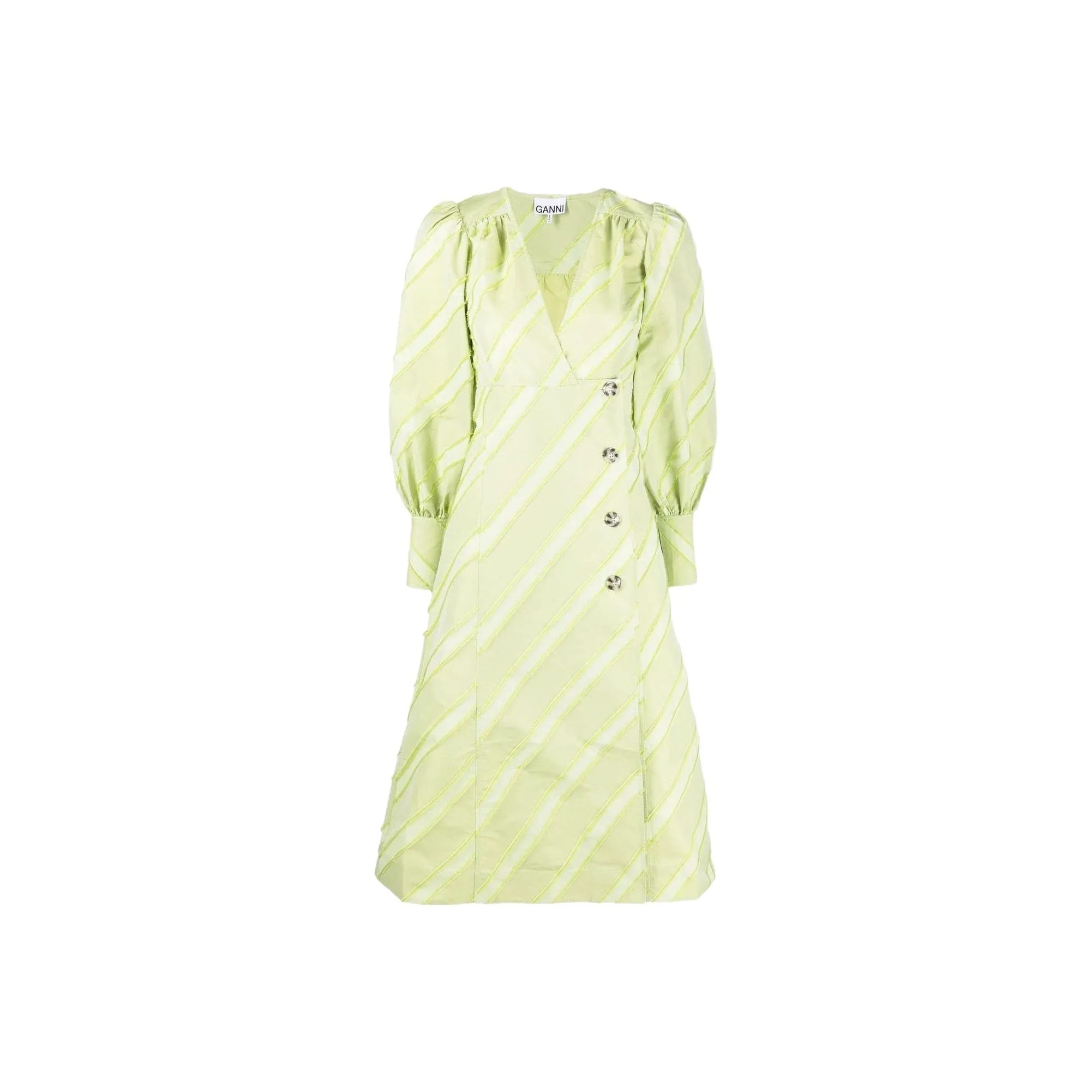 GANNI SS22 Длинное платье с длинными рукавами женское желтое