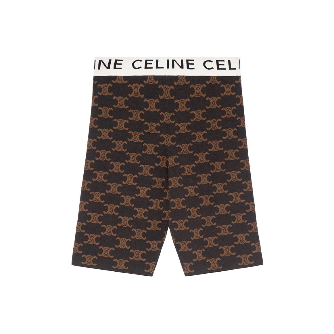 CELINE FW22 Monogrammed Biker Shorts In Silk Cotton Brown